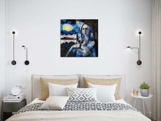 Night (60x60cm,  oil painting, ready to hang)