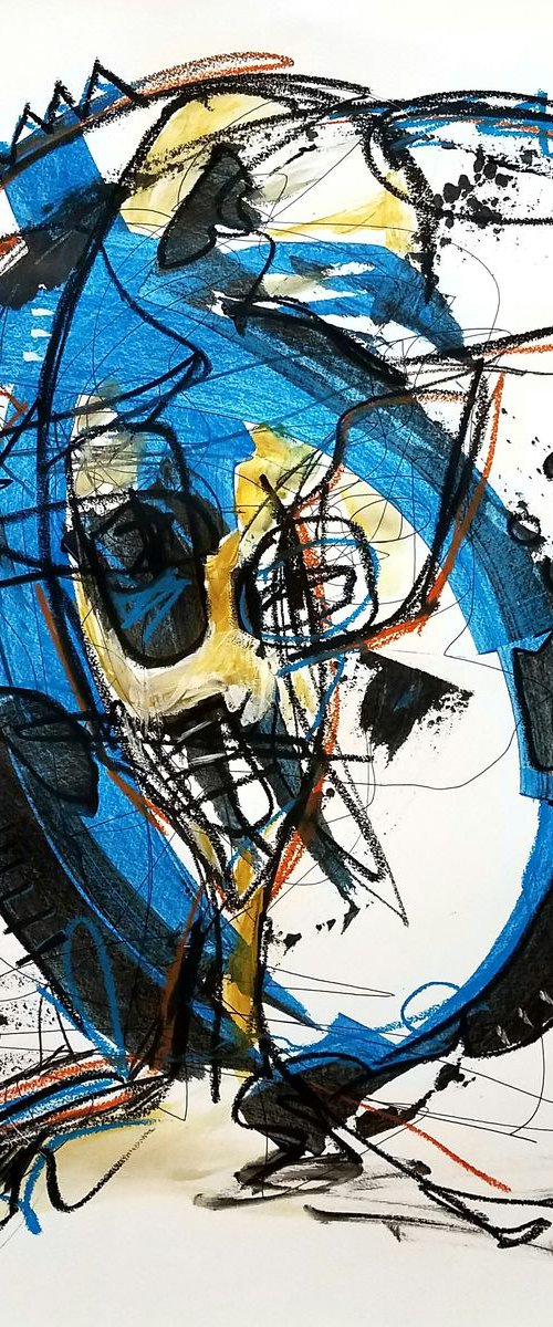 "This Seven Dollar Coffee is Worth It", 18x24 inches.  Abstract portrait on paper. by Jake Nordstrum
