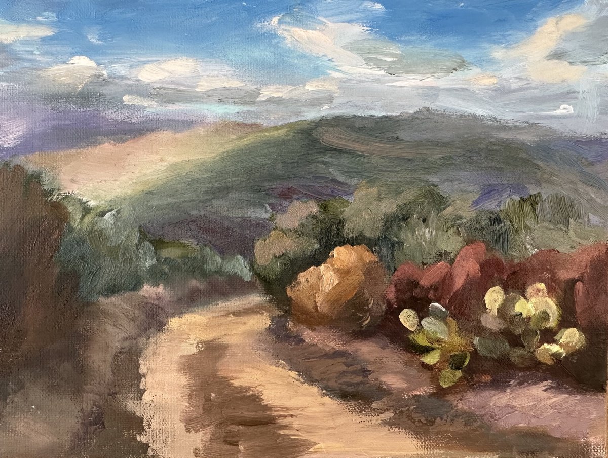 Impressionistic Landscape Oil Painting By Grace Diehl, 8 X 6, Southwest Ridge, Original Artwork