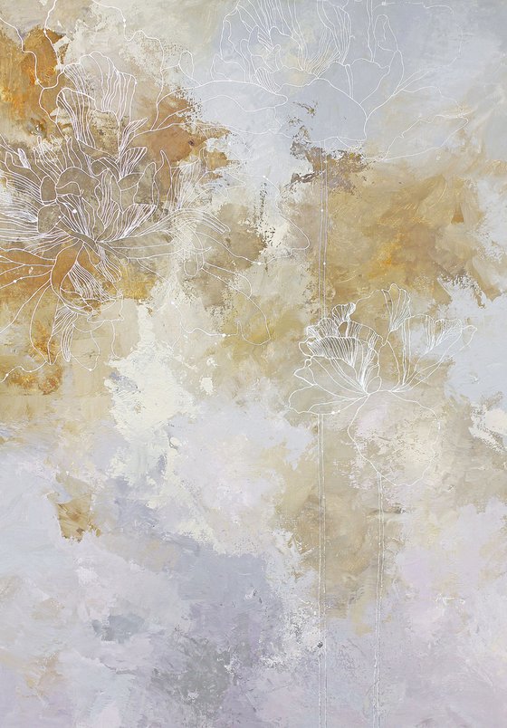 "Thinness" Abstract acrylic flower line art