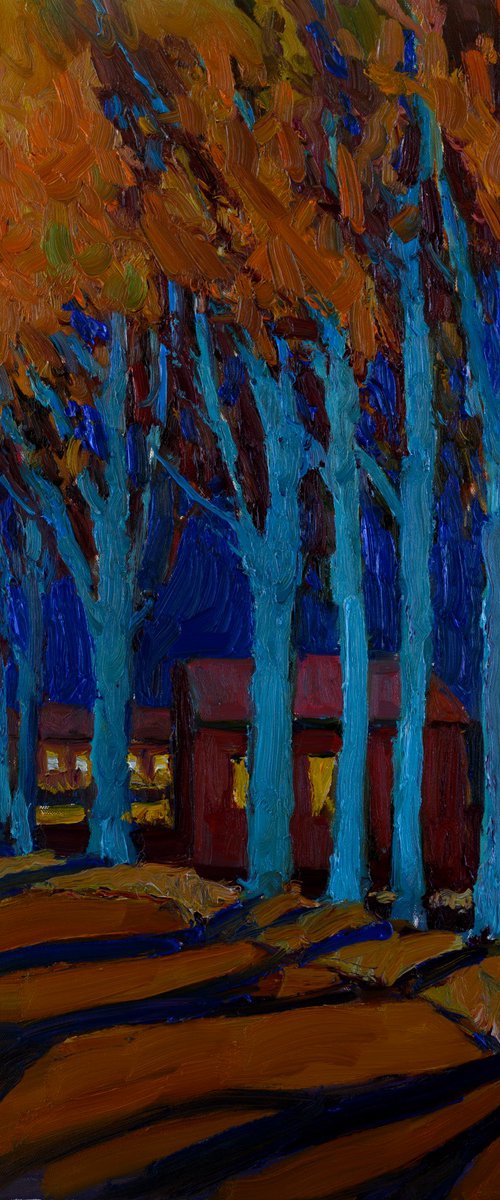 Poplars in the Fall. Night by Suren Nersisyan