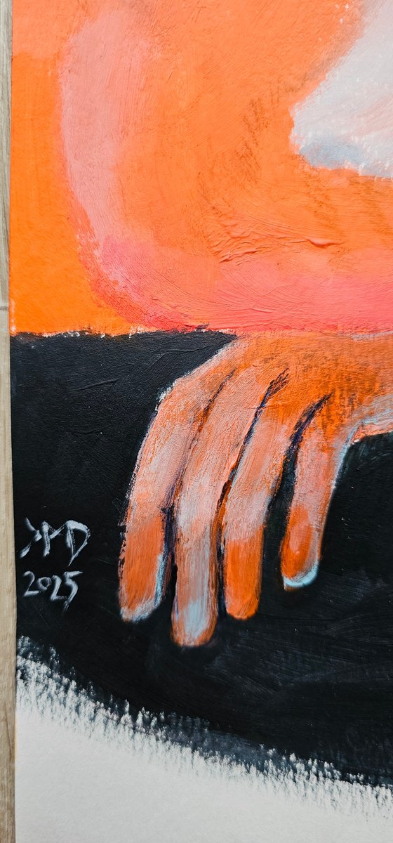 Orange ginger cat portrait on black