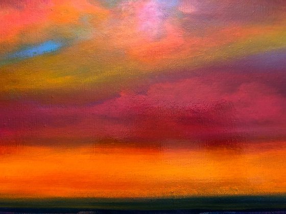 View From the Tracks...original painting oil on canvas sunset