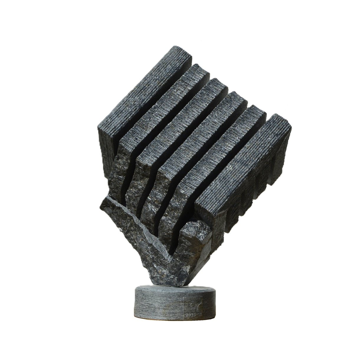 Geometric Abstract Stone Sculpture By Ognyan Chitakov, 14 X 20", "Gravity Silence", Original Artwork