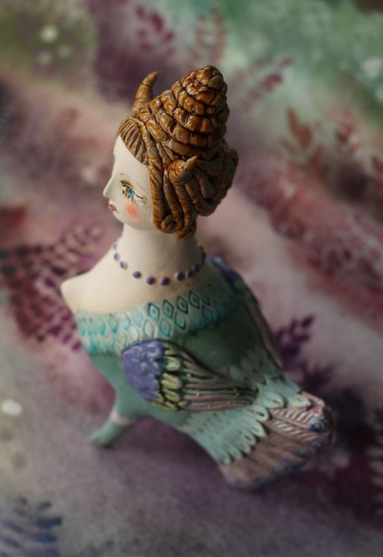 Mystical sweetie bird. Ceramic sculpture