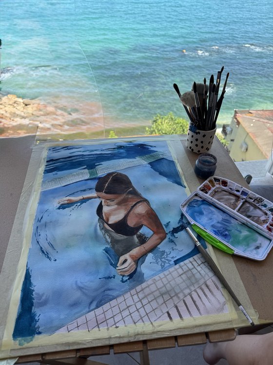 A girl in swimming pool