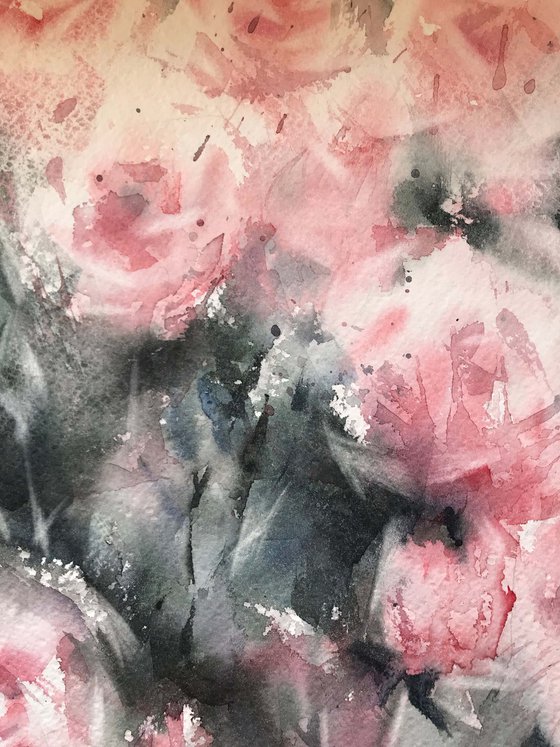 Pink roses.  one of a kind, original watercolor