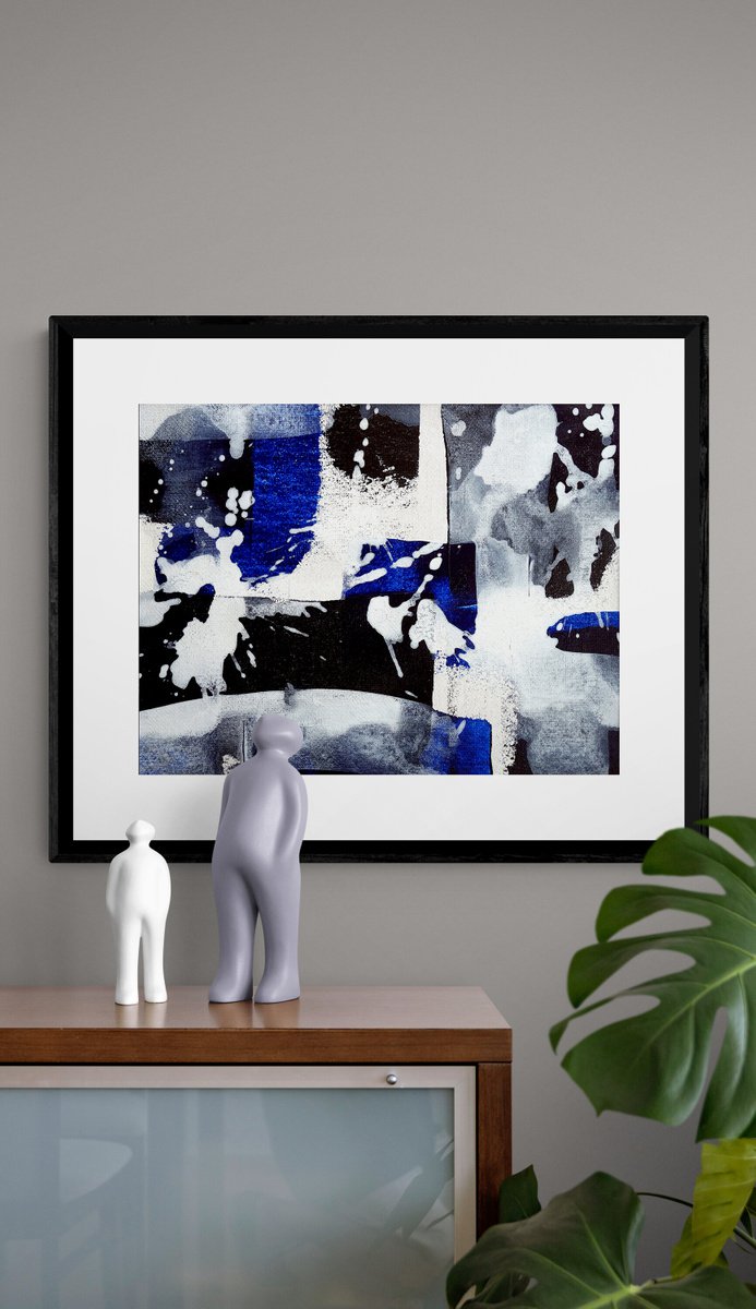 Abstraction No. 5520 -2 blue and white by Anita Kaufmann