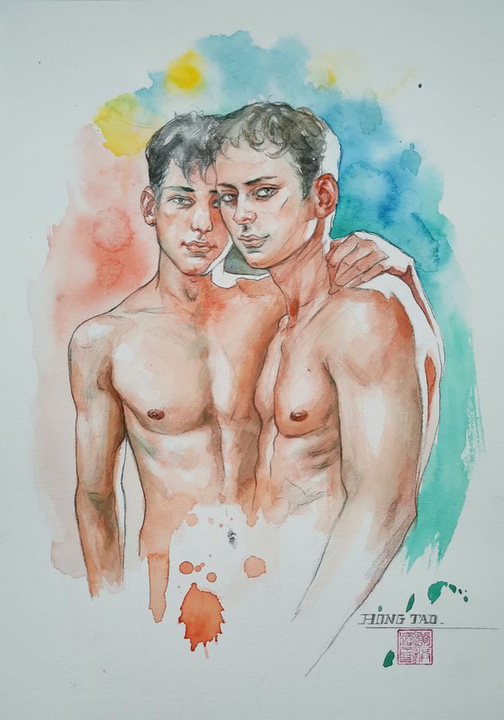 Watercolor-Portrair of men#20815