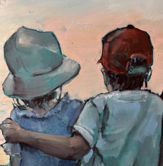 Sky is pink outside the window