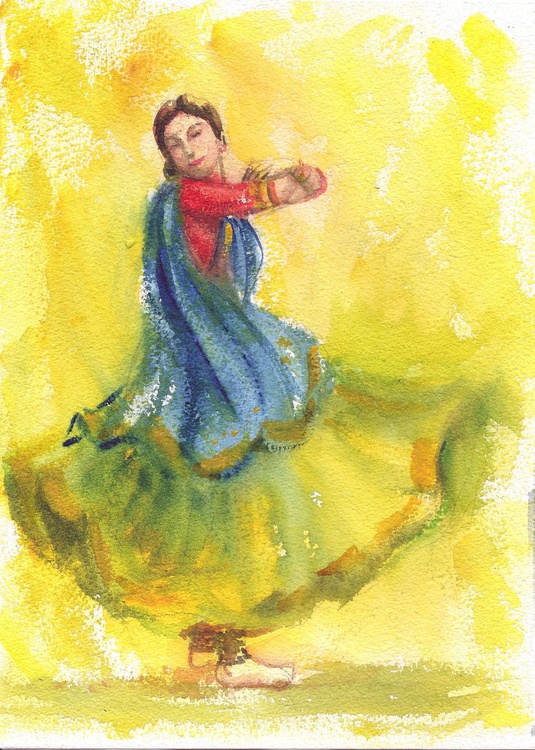 Kathak Dancer 3 Watercolor 11 25 X 8 25 Artfinder