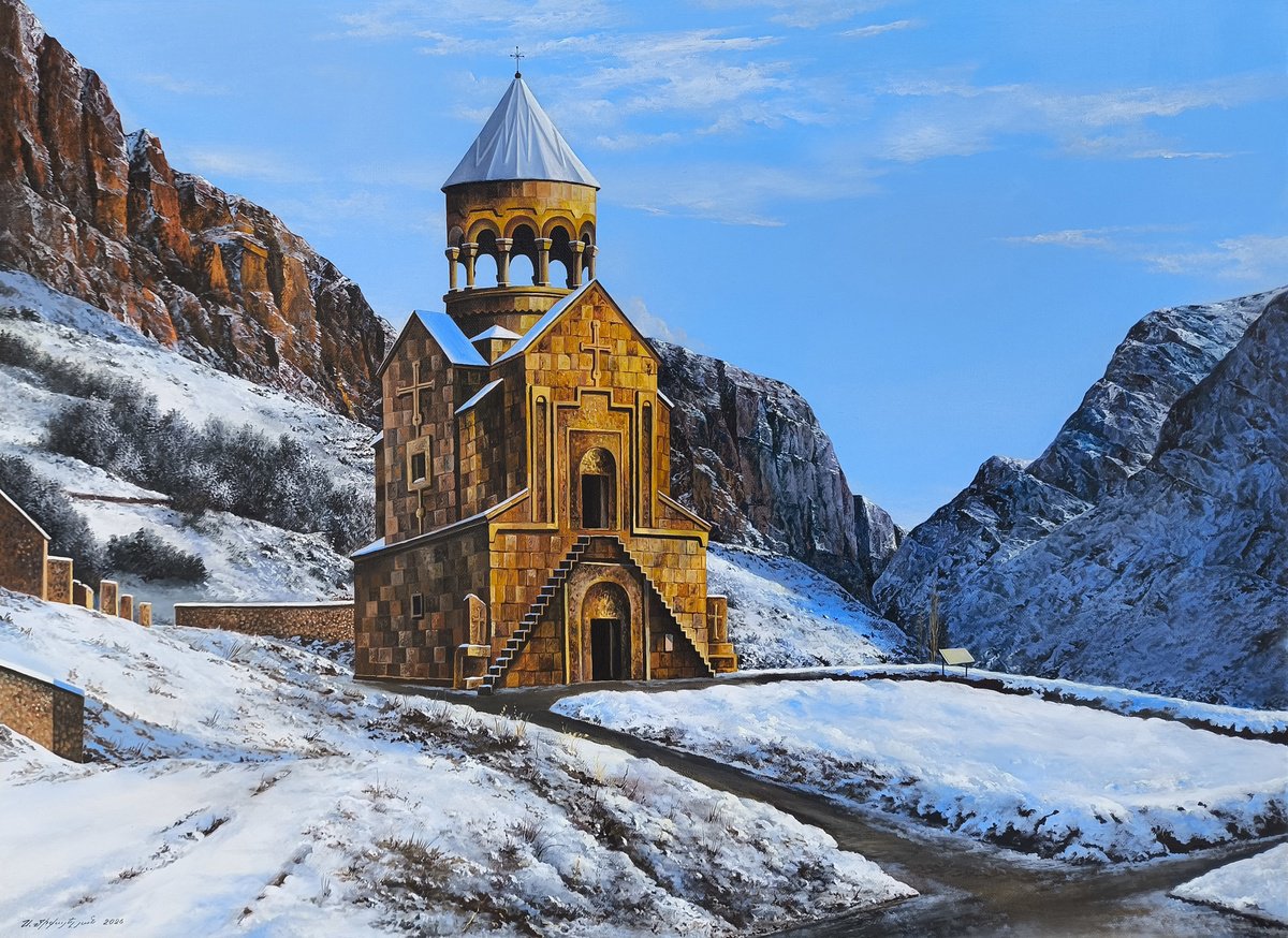 Photorealistic Oil Painting , Noravank In Winter By Sergei Miqaielyan, 31 X 24, Artwork For Sale On Artfinder