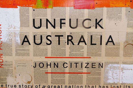 Unfuck Oz 140cm x 100cm Textured Book Page Urban Pop Art