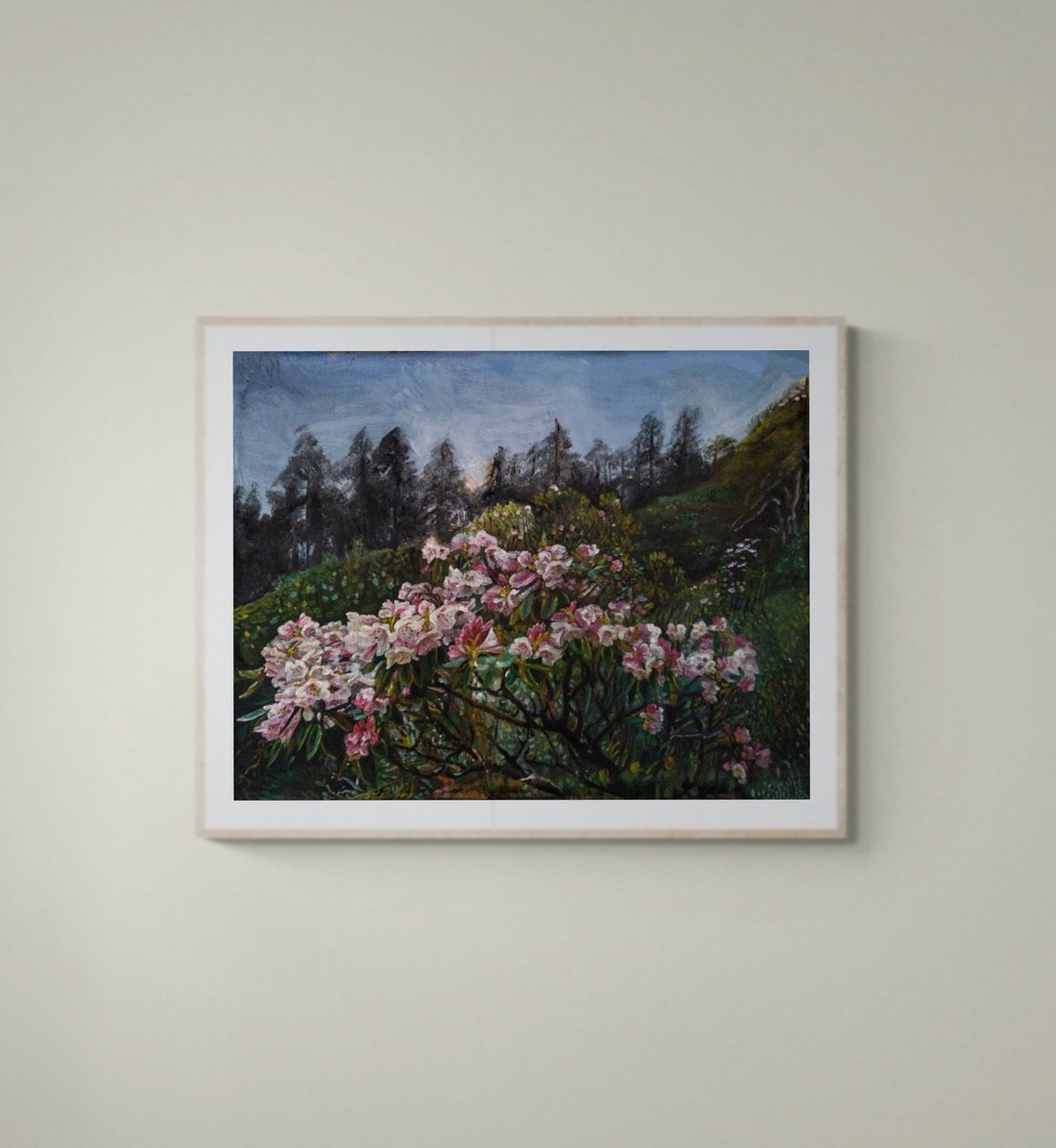 Landscape Oil Painting By Viktoria Deri, 16 X 12", Flowering Forest, Original Artwork