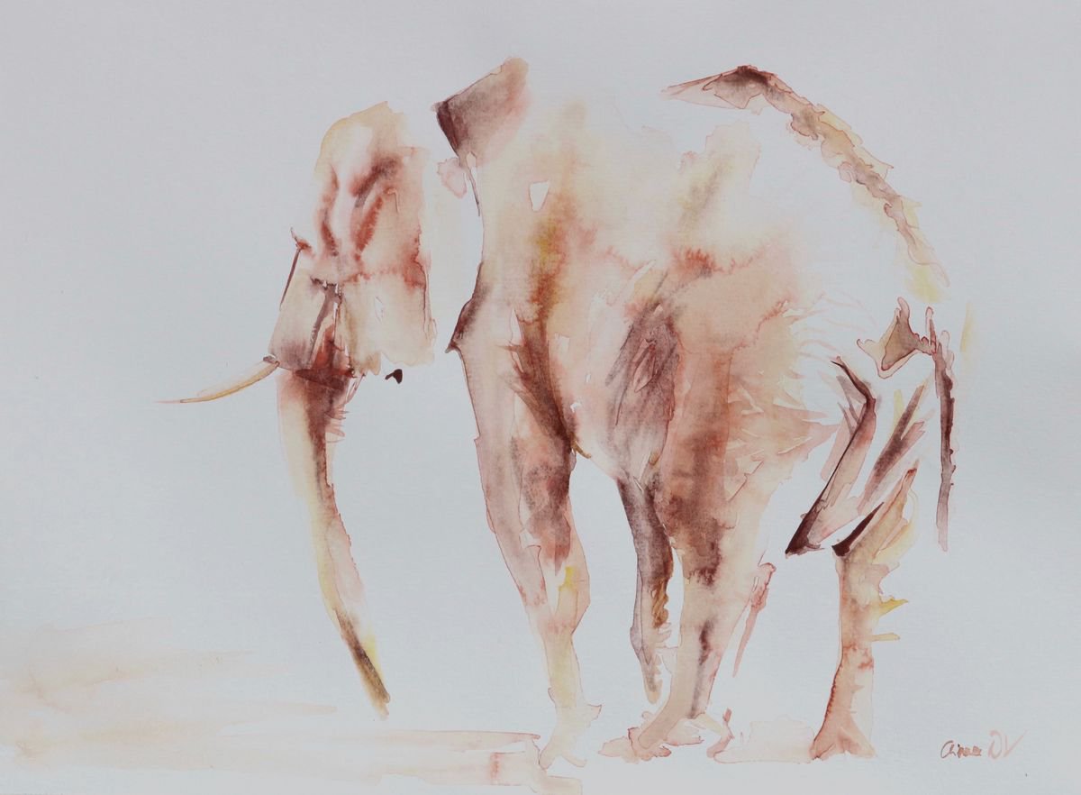 Elephant painting - Lone Elephant - � by Aimee Del Valle