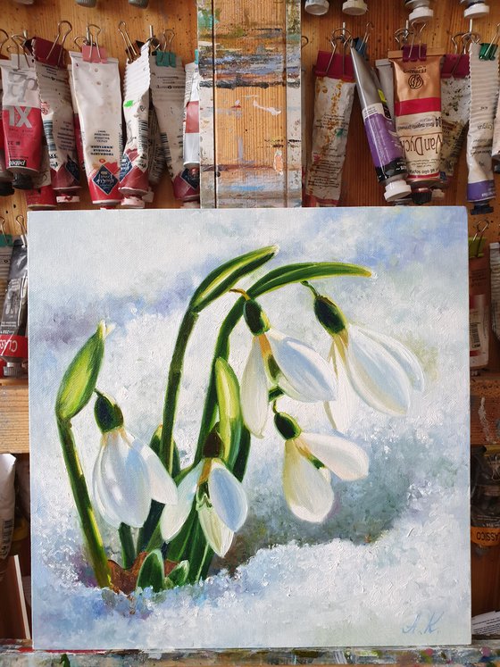 "Spring is coming. "  flower  liGHt original painting  GIFT (2020)