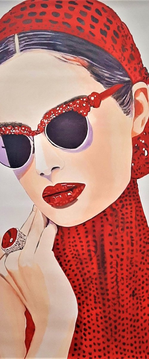 Woman in red / 100 x 70 x 2.5 cm by Alexandra Djokic