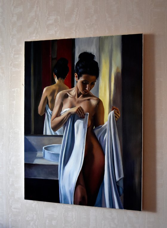 "The freshness of the morning shower" figurative realistic art
