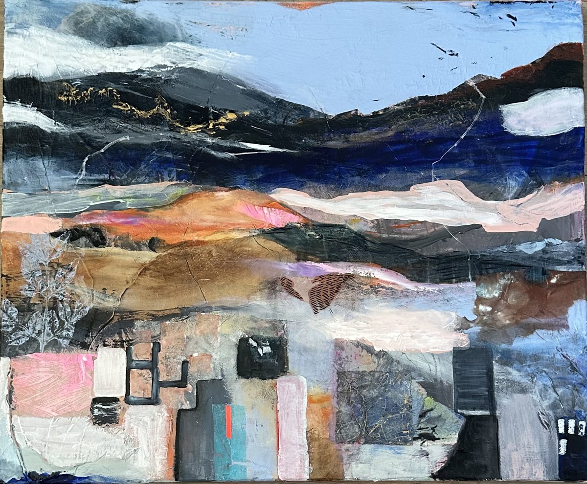 Organic Landscape Painting By Adina Potop, 24 X 20, Coastal Dreamscape, Original Artwork