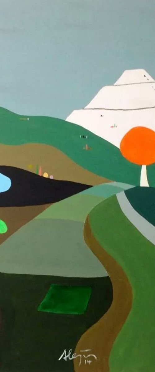 Pop landscape with mountain by Alejos