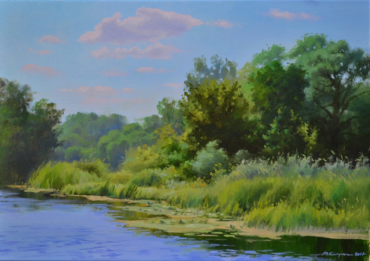Impressionistic Landscape Oil Painting By Ruslan Kiprych, 20 X 14", Summer. Etude, Original Artwork