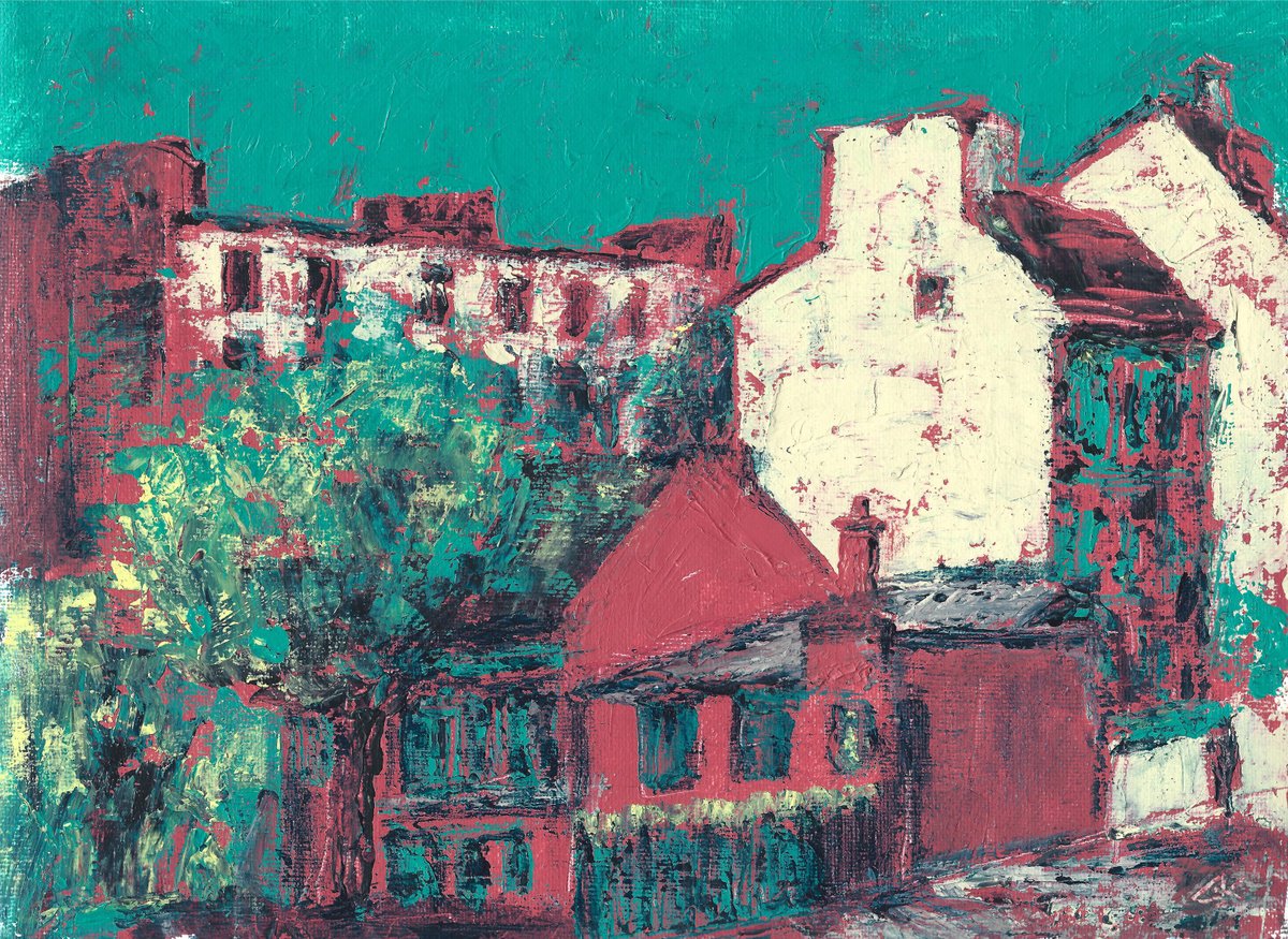 Impressionistic Cityscapes Acrylic Painting By Denys Kuvaiev, 11 X 9, Lapin Agile Montmartre Paris, Original Artwork