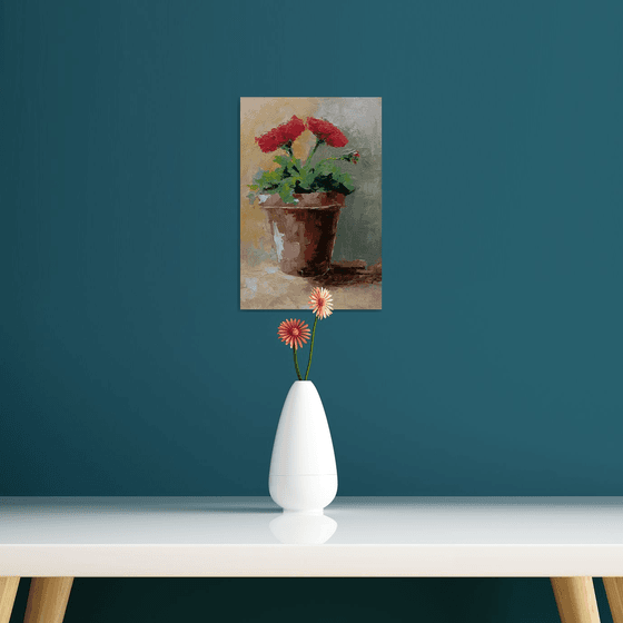 Still life with red flowers. Flowers for gift