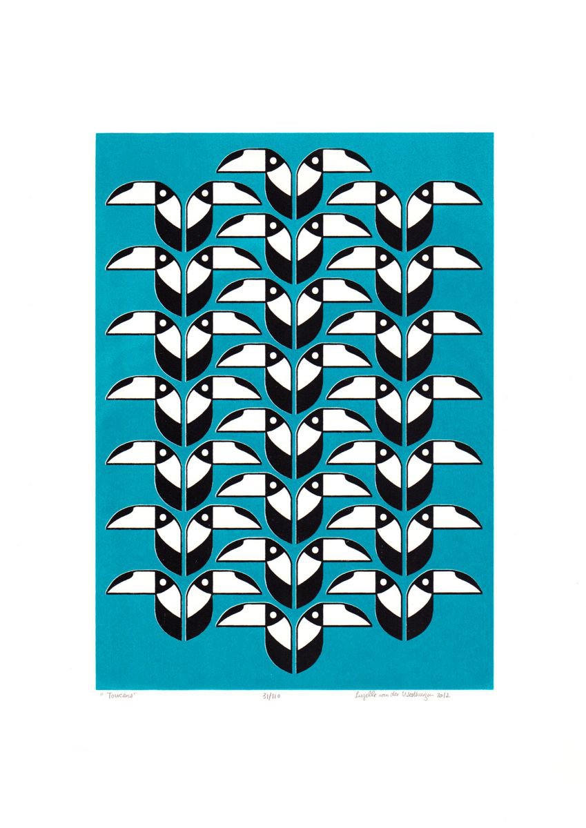 toucans (turquoise) - Unframed - FREE Worldwide Delivery by Lu West