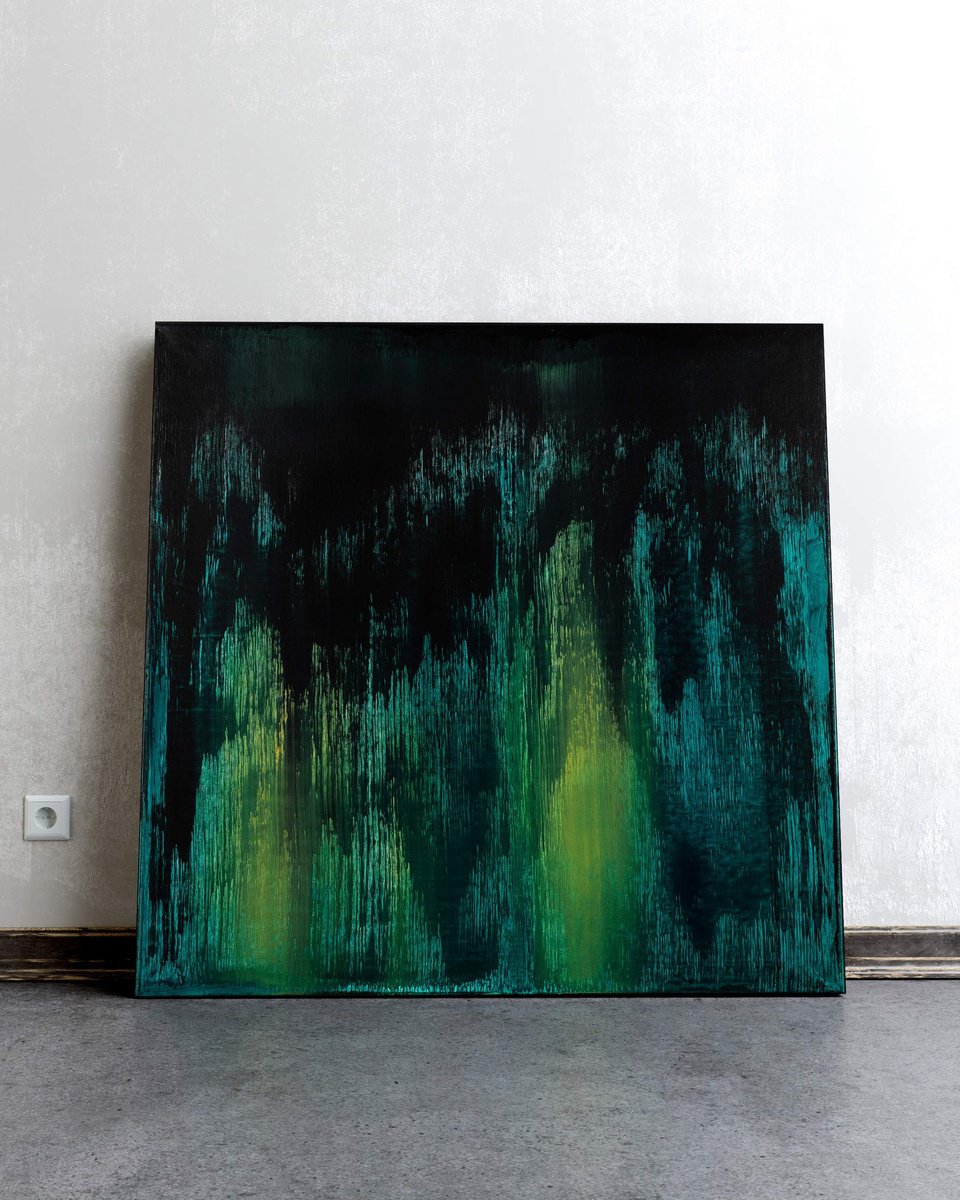 Organic Abstract Acrylic Painting By Nemanja Nikolic, 36 X 36", Midnight Is Where The Day Begins, Original Artwork