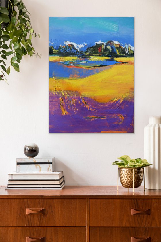 A large contemporary landscape "Fresh Breeze in the Field"