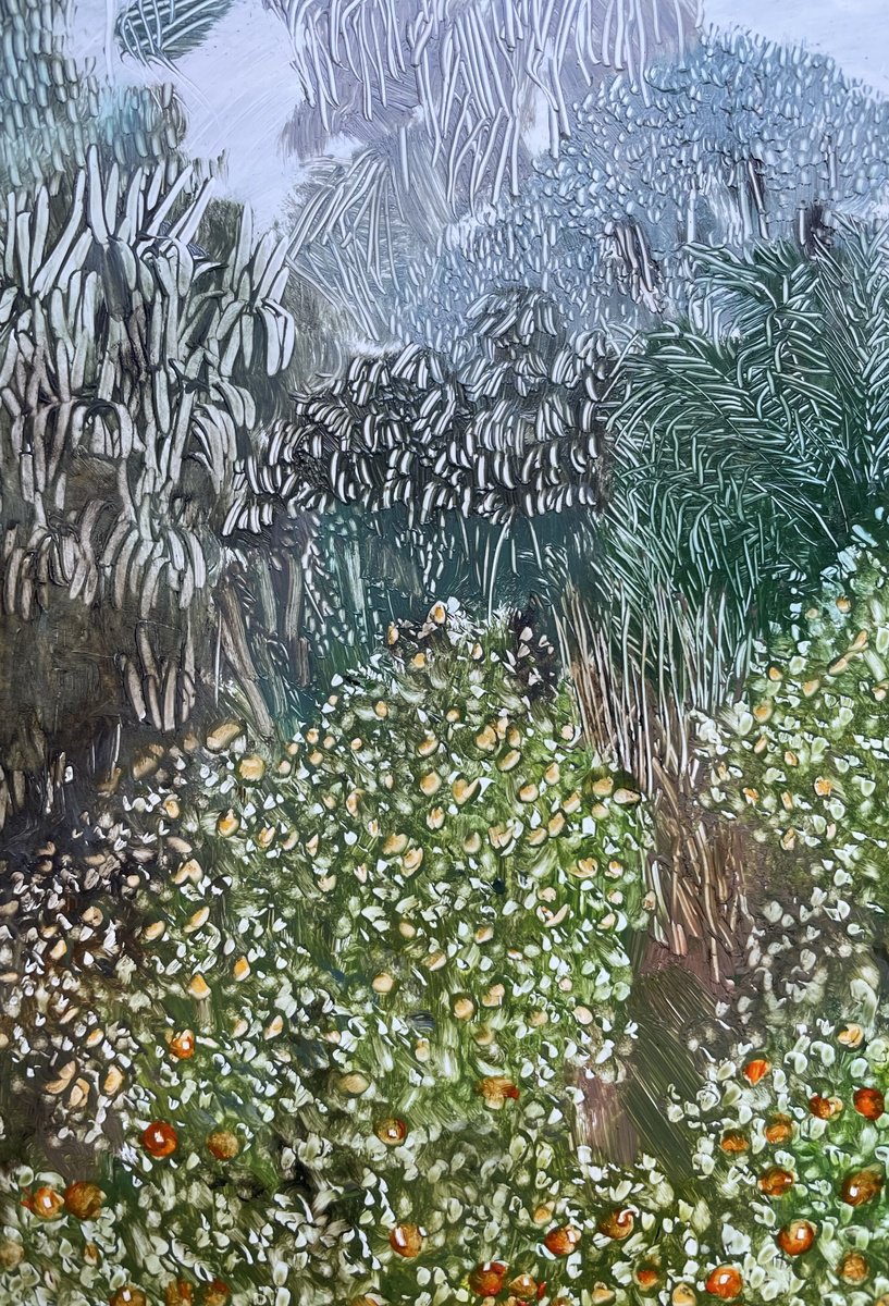 Naive Landscape Oil Painting By Maija Nochevnaya, 14 X 20", Vacation In Spain 03, Original Artwork