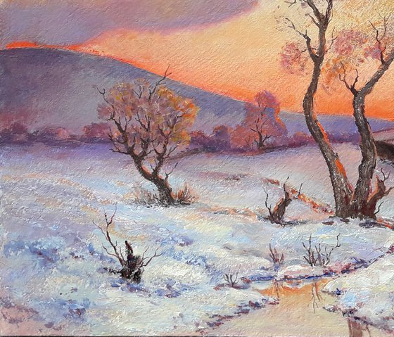Warm winter (60X80cm, oil painting, ready to hang)