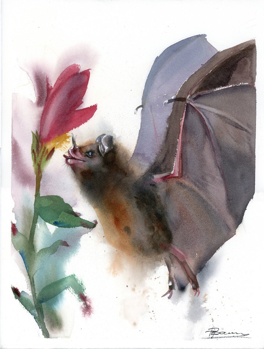 Illustrative Animal Watercolour By Olga Tchefranov (Shefranov), 11 X 15", Nectar