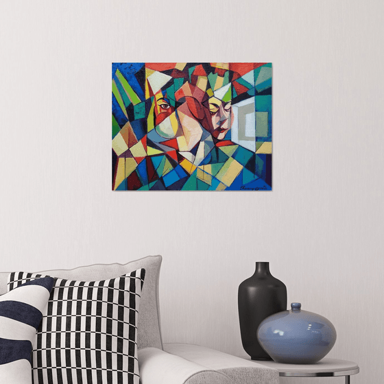 Cubism - Look (40x50cm, cubism, oil painting, ready to hang)