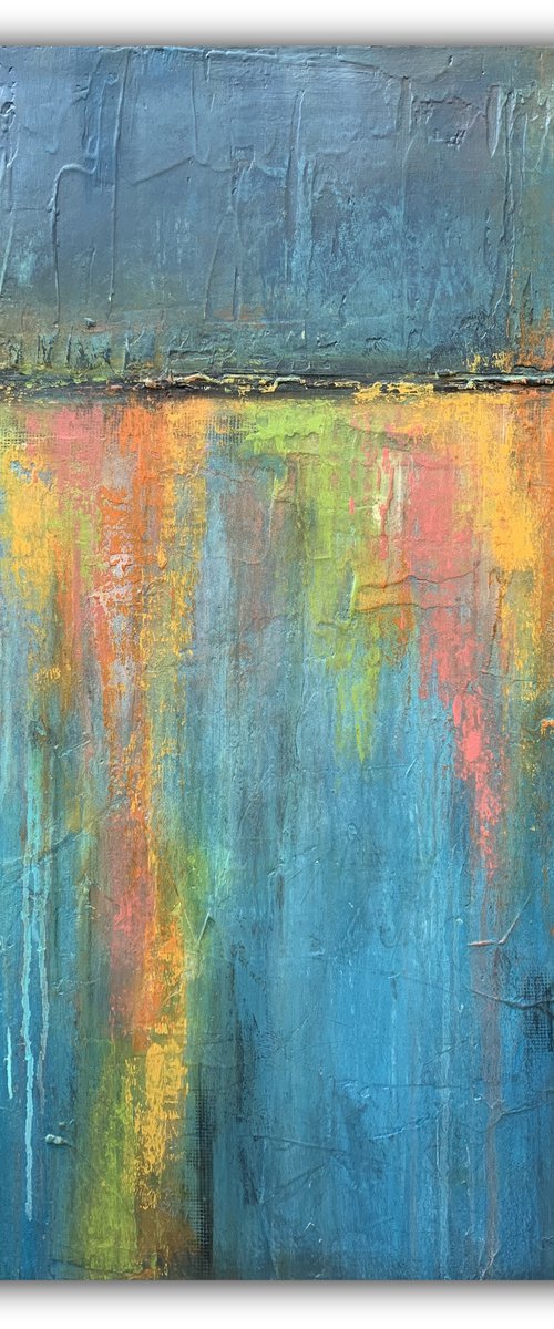 Streetlamp Reflections - Extra Large Abstract Canvas Painting by Elizabeth Moran