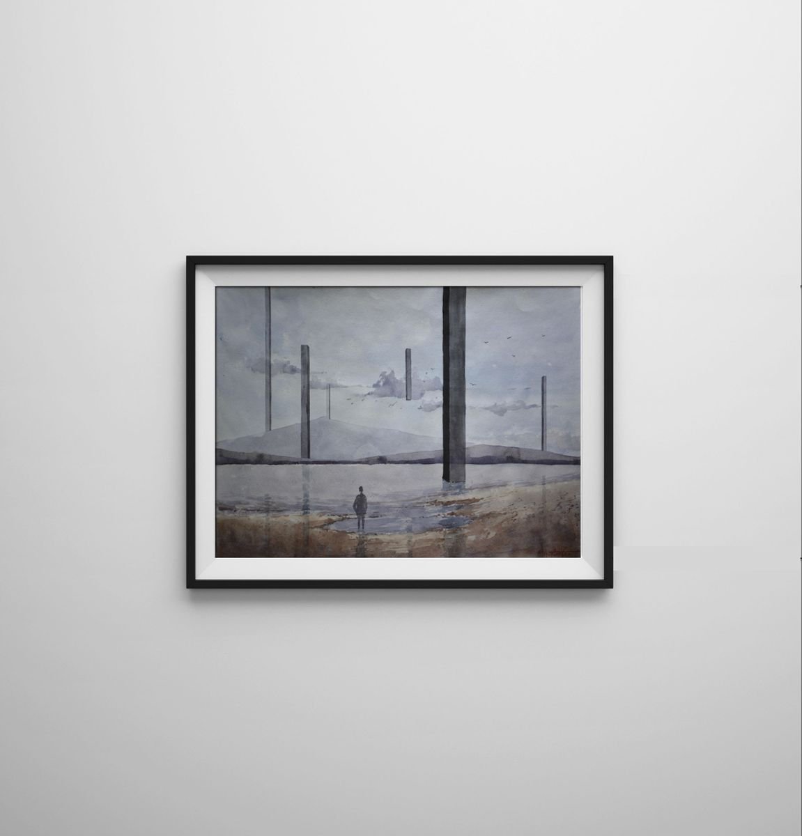 Photorealistic Landscape Watercolour By Eugene Gorbachenko, 24 X 17, Quiet Sea, Original Artwork