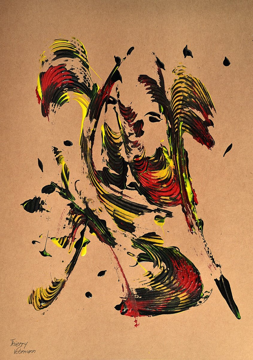 Abstract Acrylic Painting By Thierry Vobmann. Abstract ., 12 X 17", Natural Style 54, Original Artwork