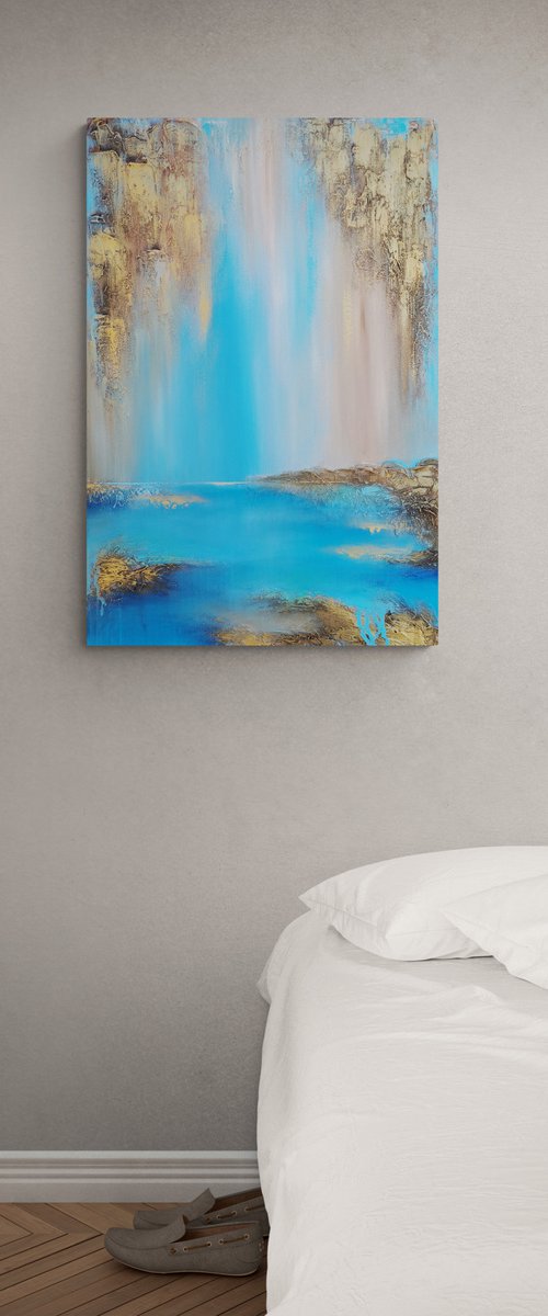 A XL large original modern semi-abstract painting "Shine" by Vera Hoi