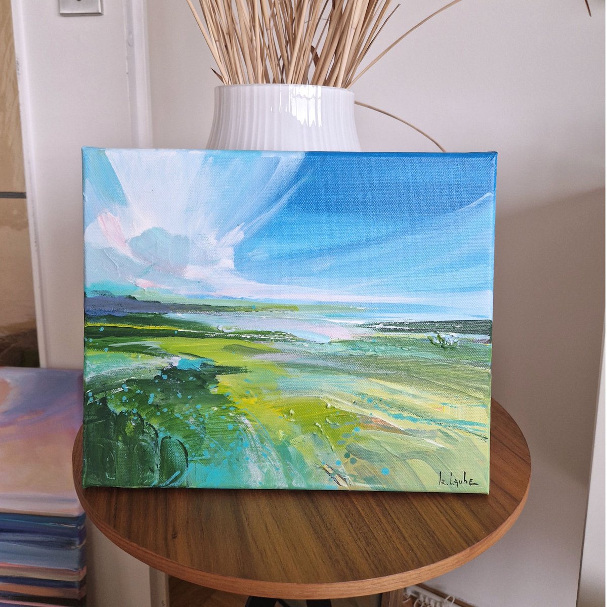 Impressionistic Landscape Acrylic Painting By Irina Laube, 12 X 10, Landscape Etude Ii, Original Artwork