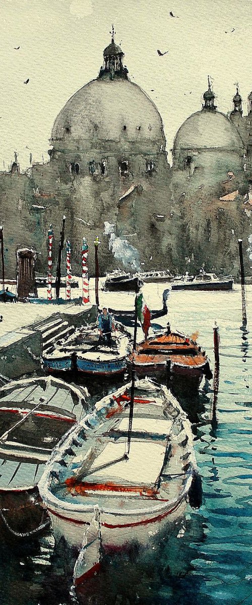 Mooring boats in Venice II by Maximilian Damico