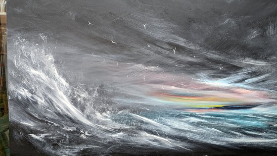 Light in the Darkness - seascape, emotional, panoramic