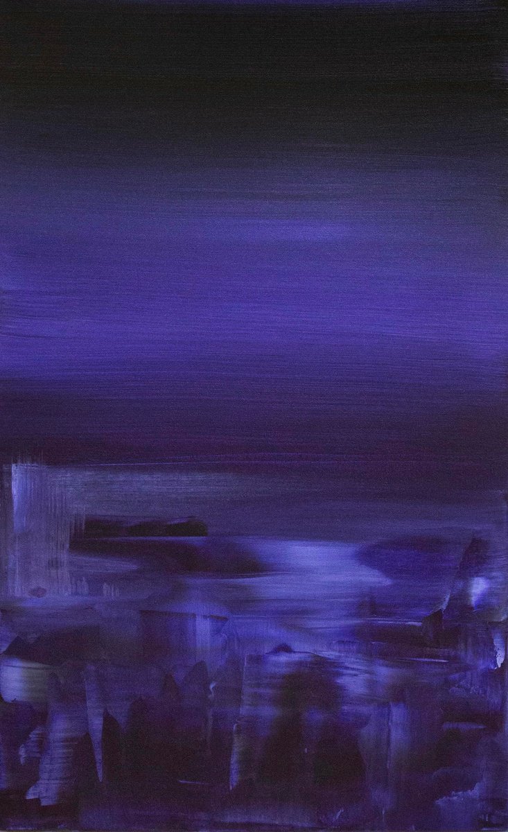 Geometric Abstract Acrylic Painting By Paresh Nrshinga Frsa, 22 X 36", Infinite Dusk, Original Artwork