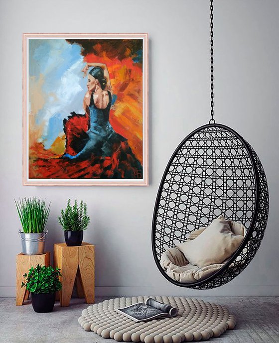 Flamenco dancer 2, Dancer Painting Original Art Flamenco Artwork 40x50 cm