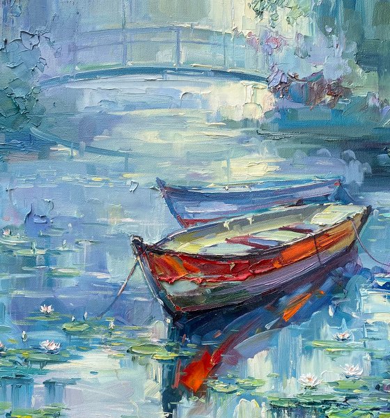 "Water-Lilies"original oil painting by Artem Grunyka