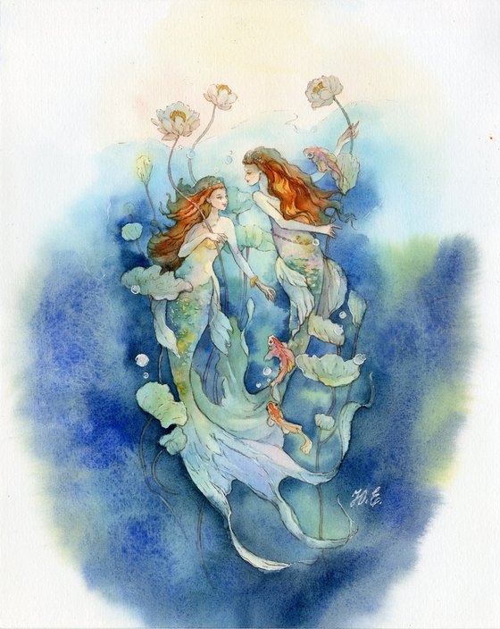 Two mermaid sisters