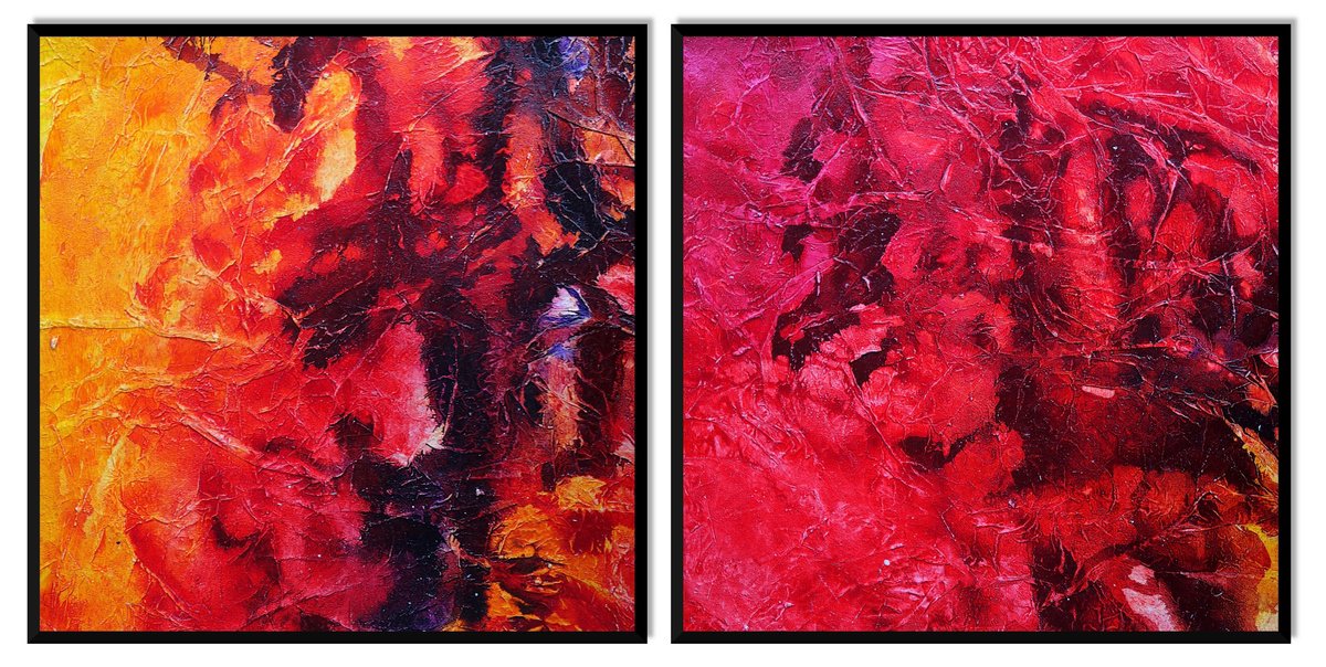 Abstraction No. 02520 in red - set of 2 by Anita Kaufmann