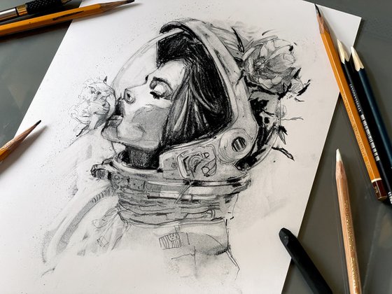 Astronaut with peonies 4