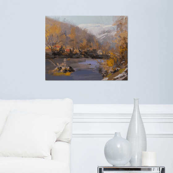 Plein Air Painting Canvas Original Oil Painting - Rays of Winter