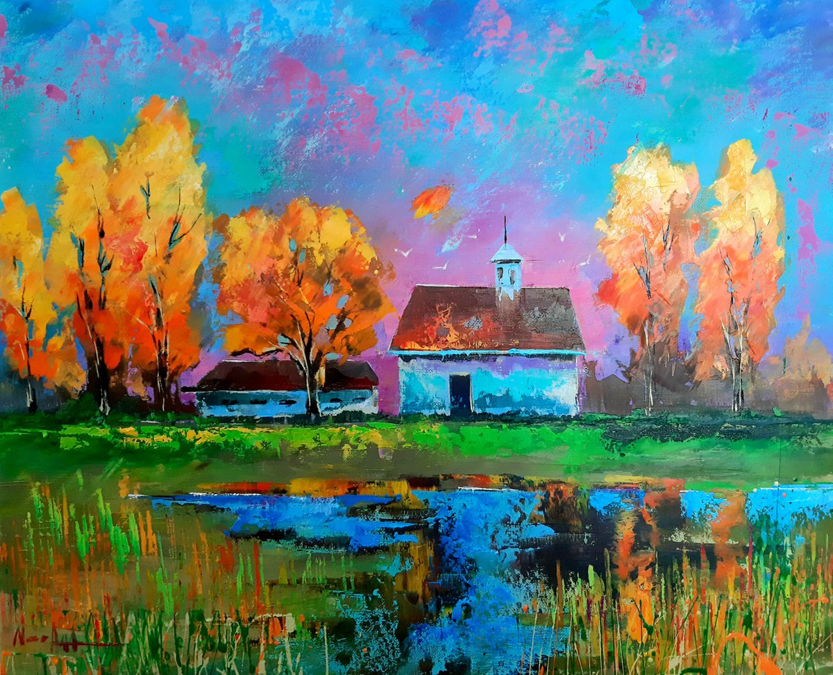 Autumn landscape (35x45cm, oil painting, ready to hang) by Narek Jaghacpanyan