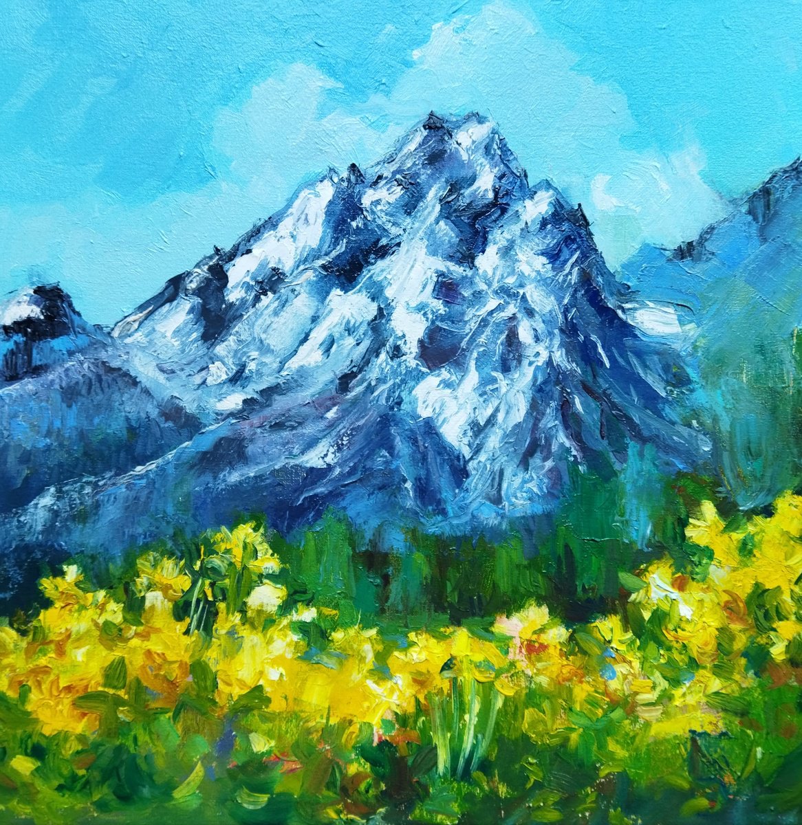 Daffodils in mountain valley by Ann Krasikova